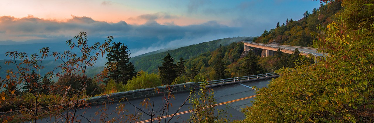 The Linn Cove Viaduct at sunset